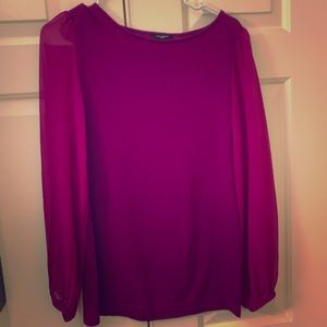 Ann Taylor Ladies Blouse Sheer Sleeves